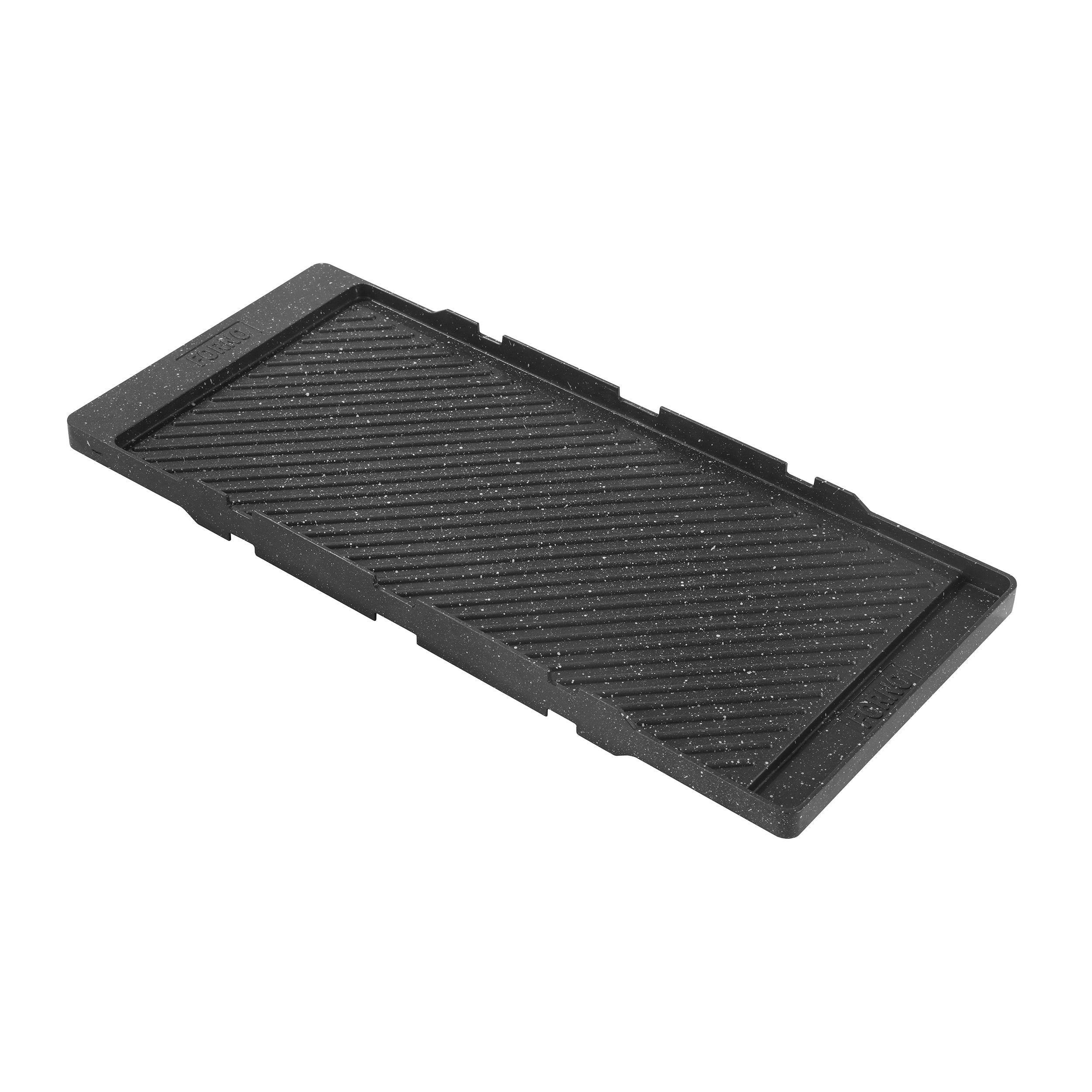 Black ridged griddle insert with raised texture for gas cooktop