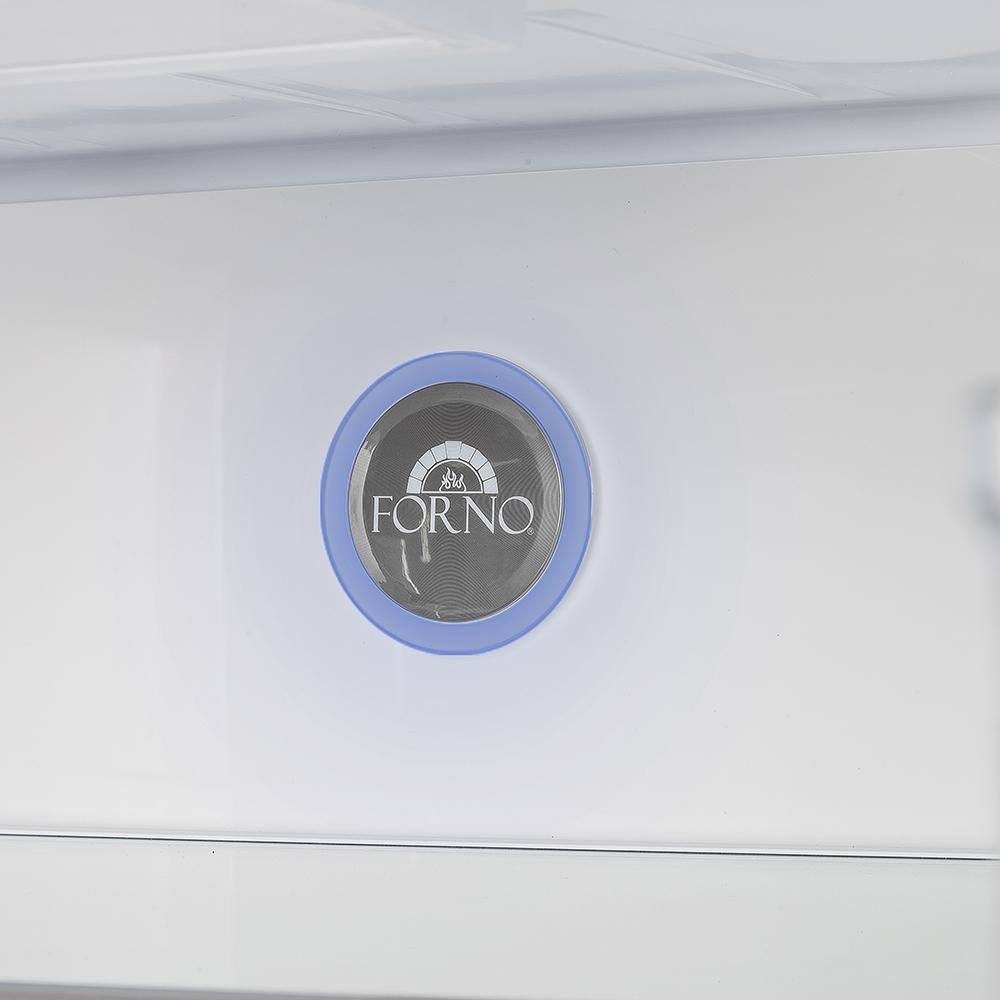 Refrigerator control panel with blue FORNO badge and speaker grille