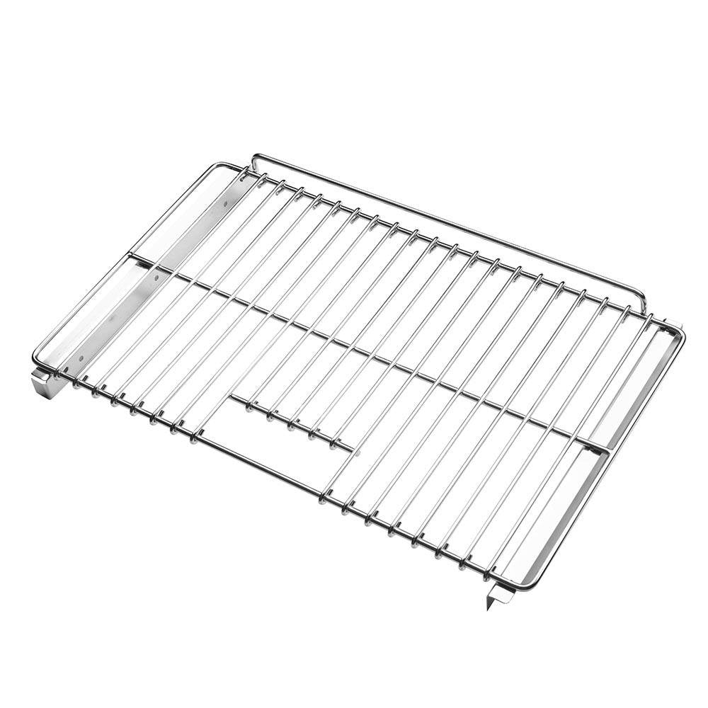 Stainless steel oven wire rack with side supports and multiple rails