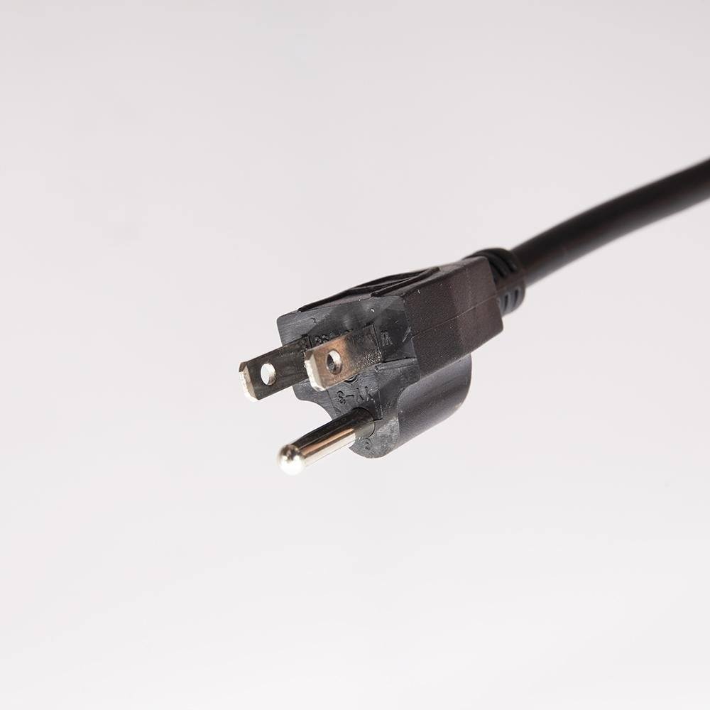 Black power cord plug with two-prong connector