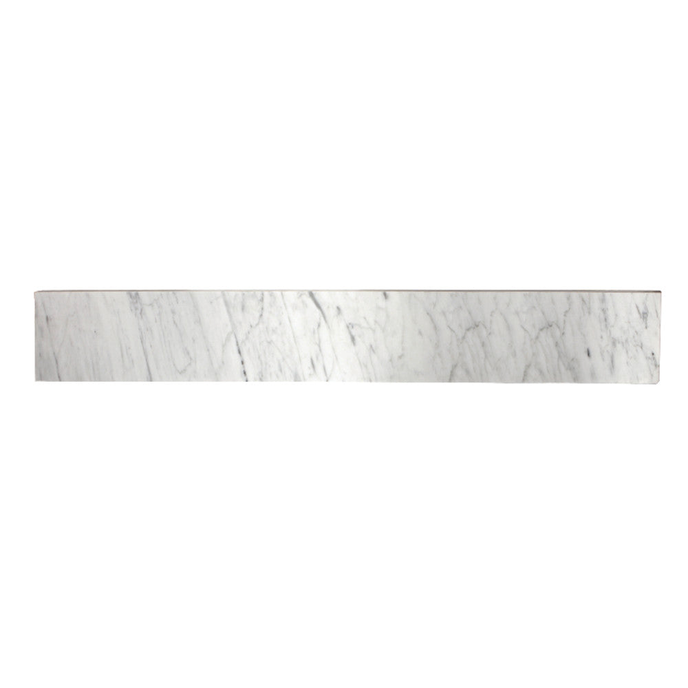Carrara marble vanity top backsplash, white with gray veining, rectangular piece