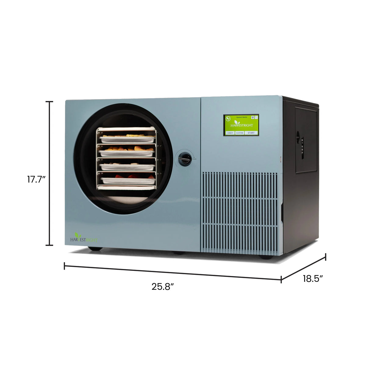 Harvest Right Countertop 360 Freeze Dryer in Pale Blue - dimensions 25.8" W x 18.5" D x 17.7" H