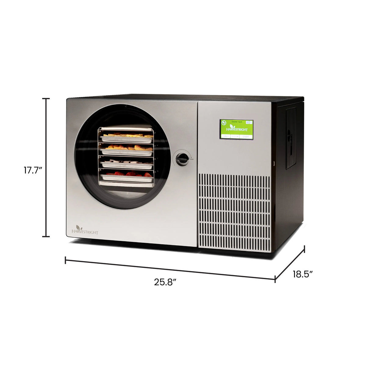 Harvest Right Countertop 360 Freeze Dryer in Stainless Steel - dimensions 25.8" W x 18.5" D x 17.7" H