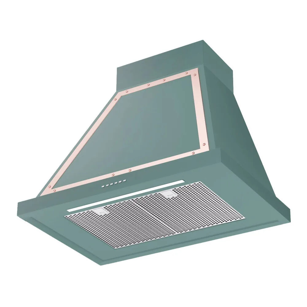 ILVE Nostalgie II 30-Inch 600 CFM Wall Mounted Range Hood in Mediterranean Mint with Copper Trim (UANB30MMP)