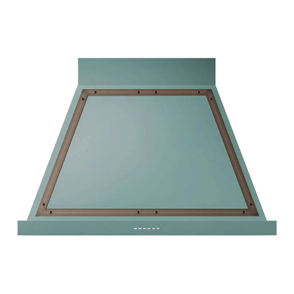 ILVE Nostalgie II 36-Inch 600 CFM Wall Mounted Range Hood in Mediterranean Mint with Burnished Bronze Trim (UANB36MMB)