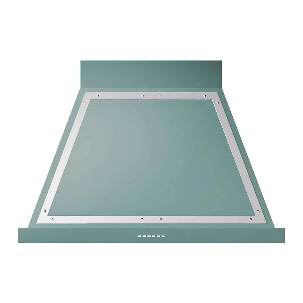 ILVE Nostalgie II 36-Inch 600 CFM Wall Mounted Range Hood in Mediterranean Mint with Chrome Trim (UANB36MMC)
