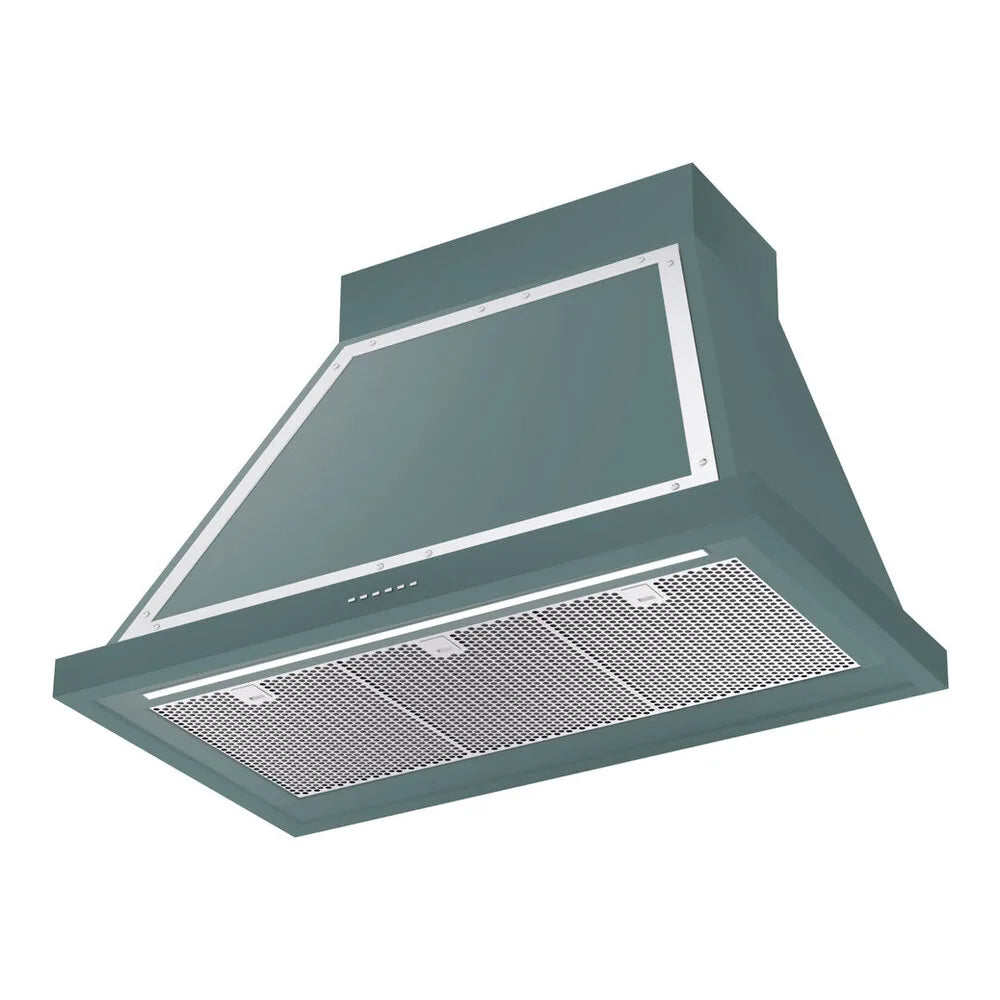 ILVE Nostalgie II 36-Inch 600 CFM Wall Mounted Range Hood in Mediterranean Mint with Chrome Trim (UANB36MMC)