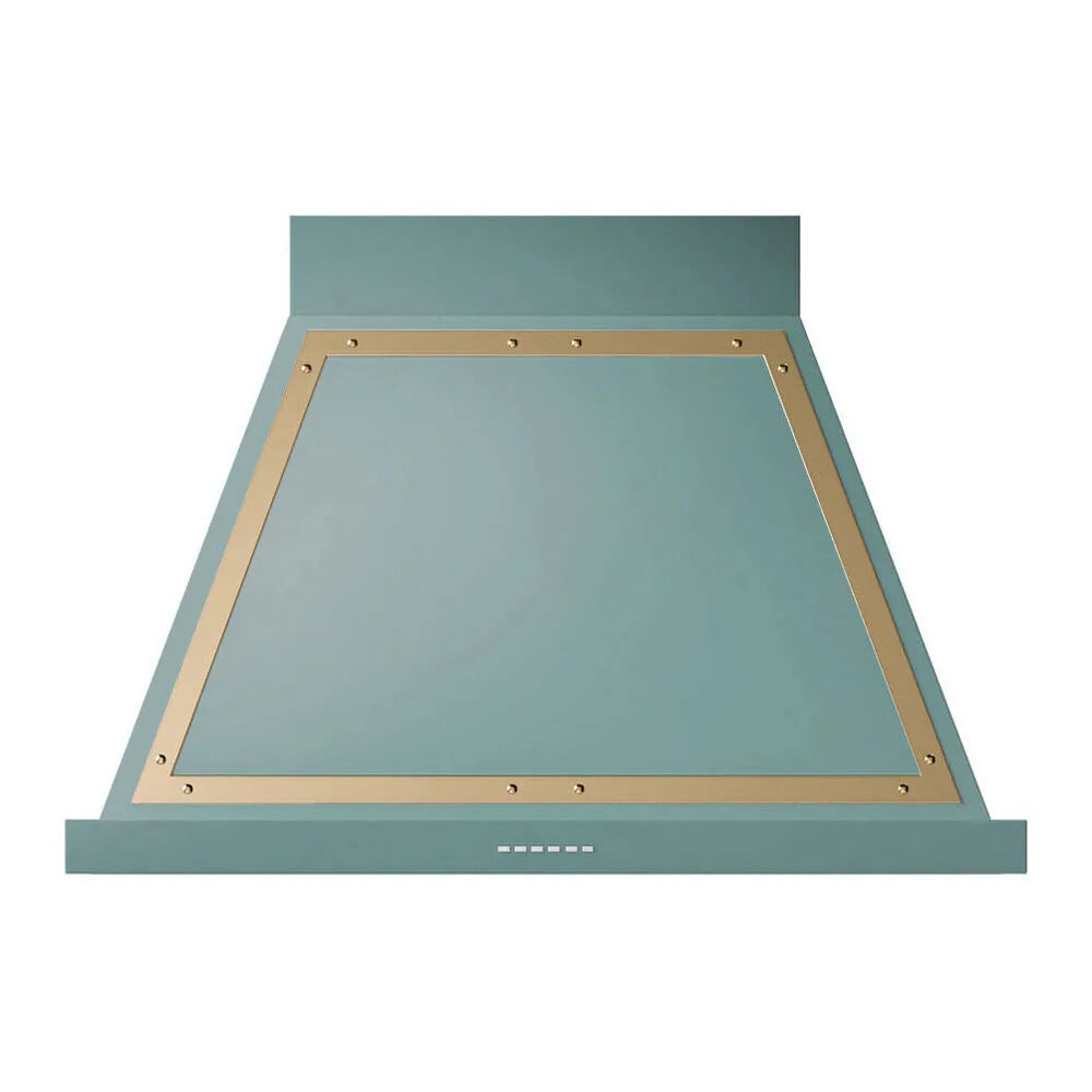 ILVE Nostalgie II 36-Inch 600 CFM Wall Mounted Range Hood in Mediterranean Mint with Brass Trim (UANB36MMG)