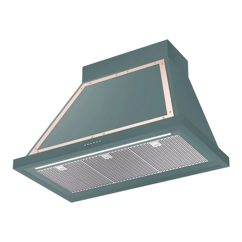 ILVE Nostalgie II 36-Inch 600 CFM Wall Mounted Range Hood in Mediterranean Mint with Copper Trim (UANB36MMP)