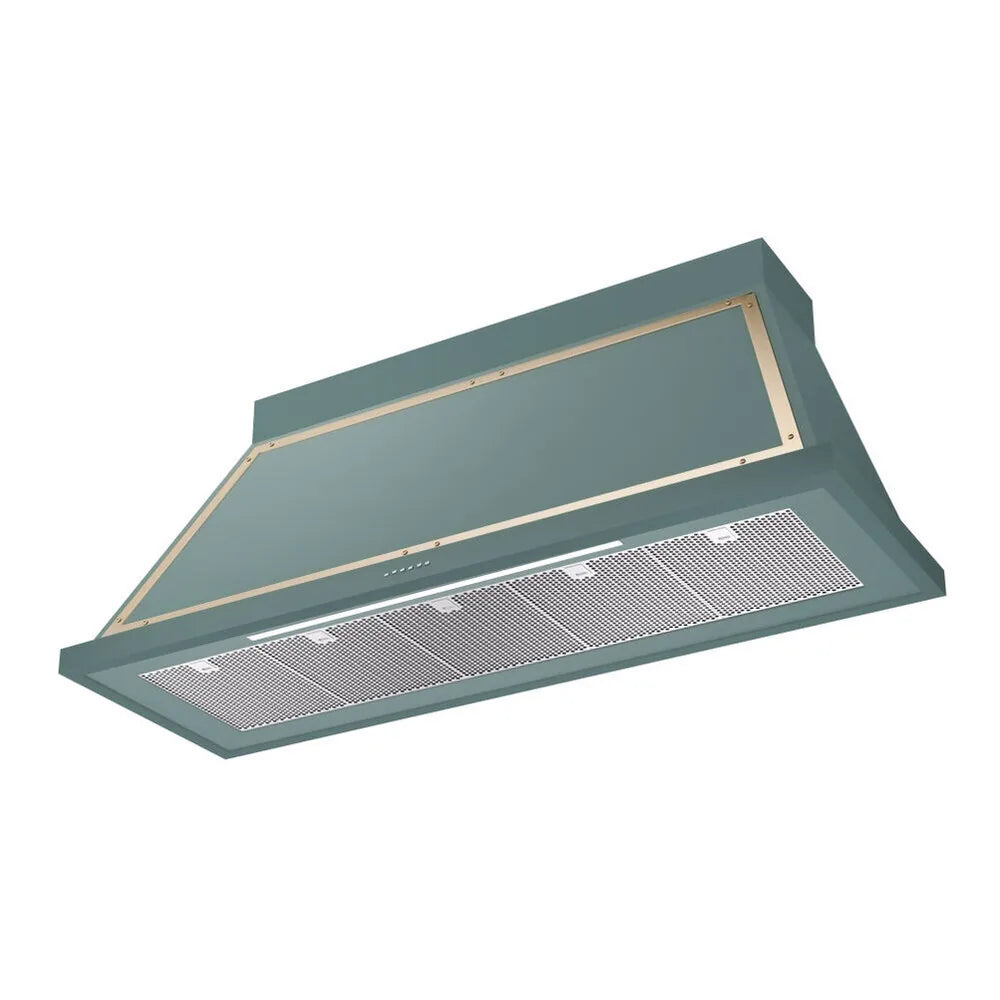 ILVE Nostalgie II 60-Inch 600 CFM Wall Mounted Range Hood in Mediterranean Mint with Brass Trim (UANB60MMG)