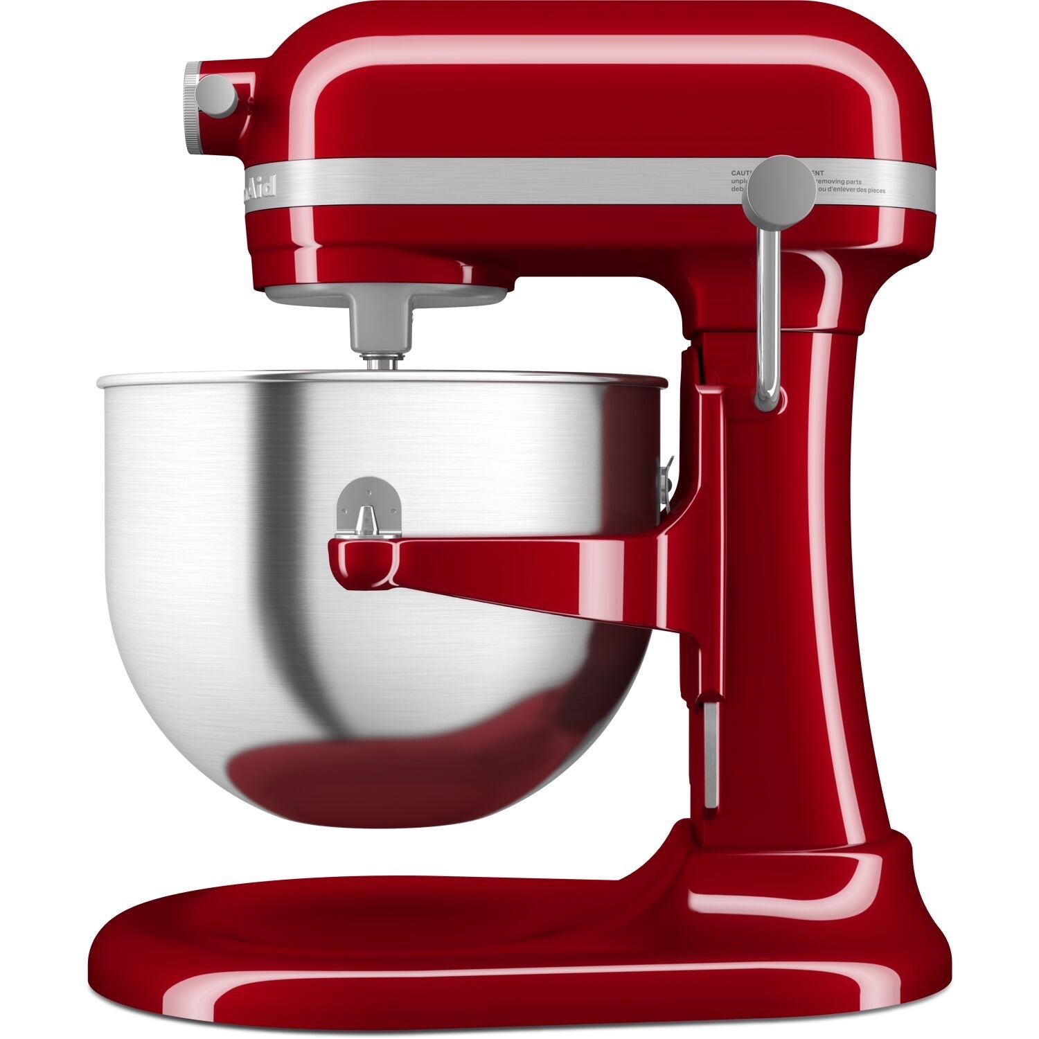 Empire Red stand mixer with stainless bowl, tilt head and control knob visible
