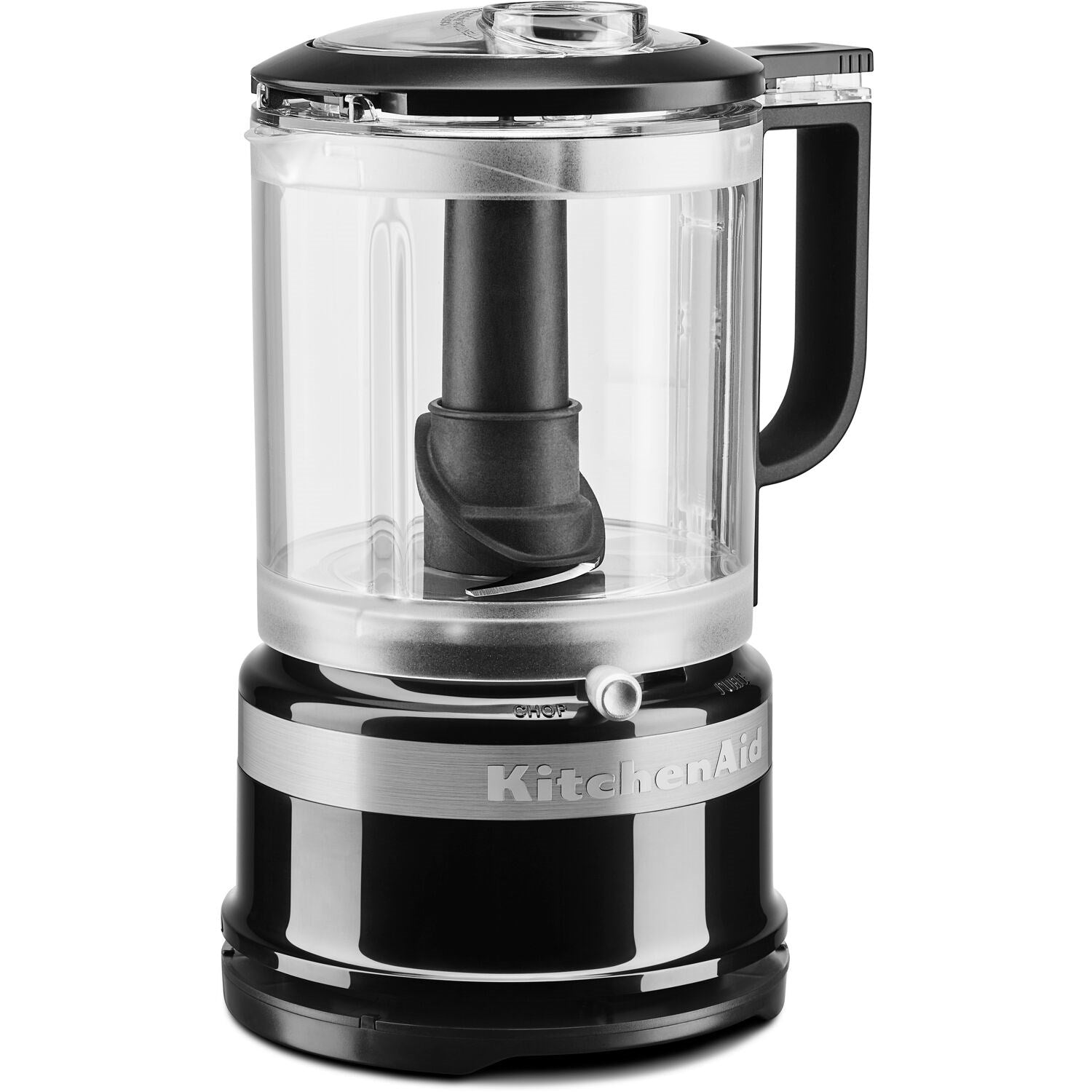 KitchenAid food chopper with clear bowl and onyx black base