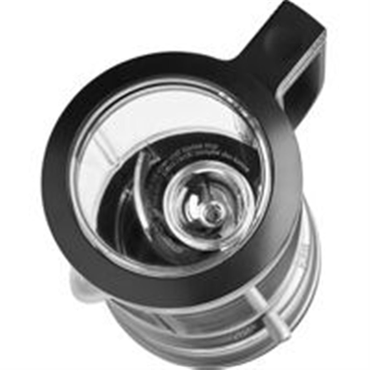 KitchenAid chopper blade assembly inside clear bowl with central spindle