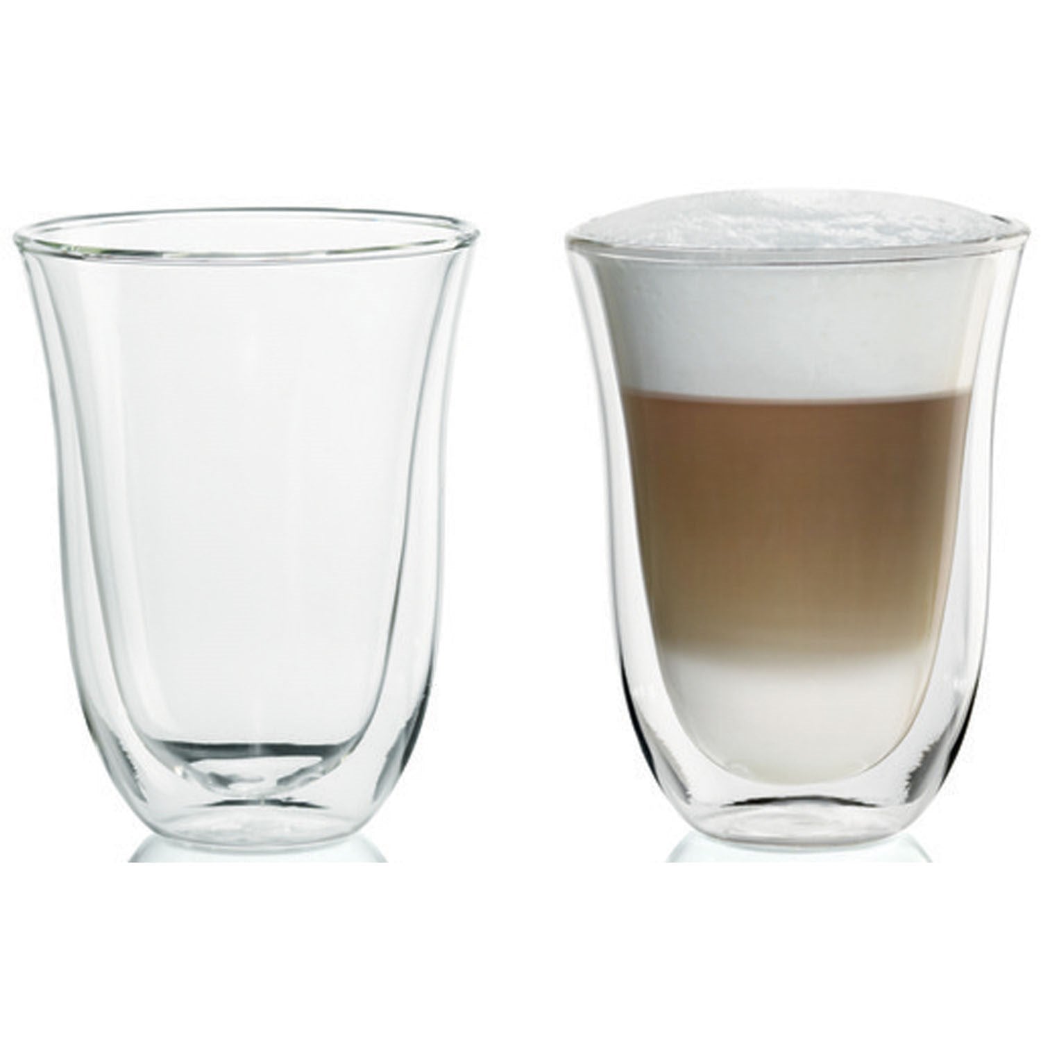 Set of 2 double wall latte macchiato glasses, clear with layered coffee inside