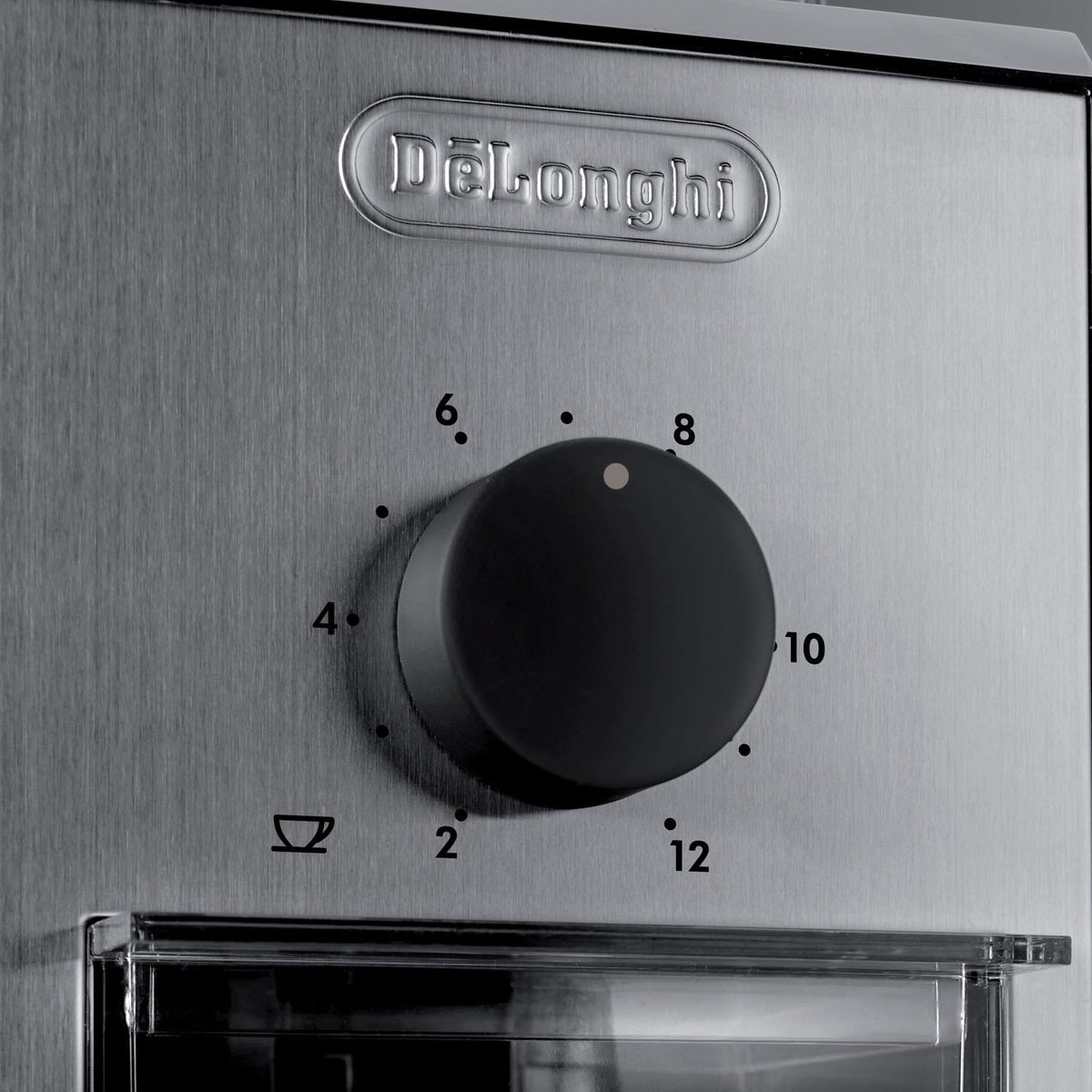 De'Longhi conical burr grinder control dial with grind setting numbers