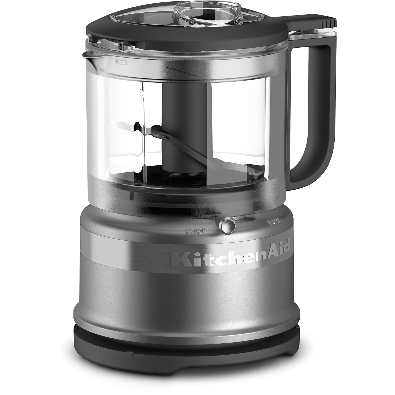 KitchenAid 3.5 cup food chopper in Contour Silver with clear bowl and black lid
