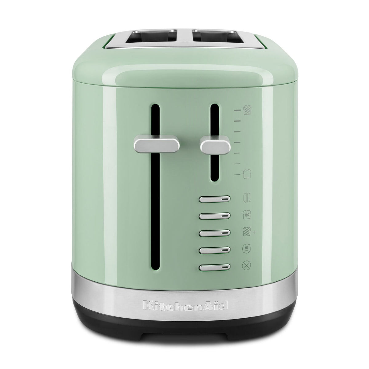 KitchenAid 2-slice toaster in pistachchio green with two slots and side control panel