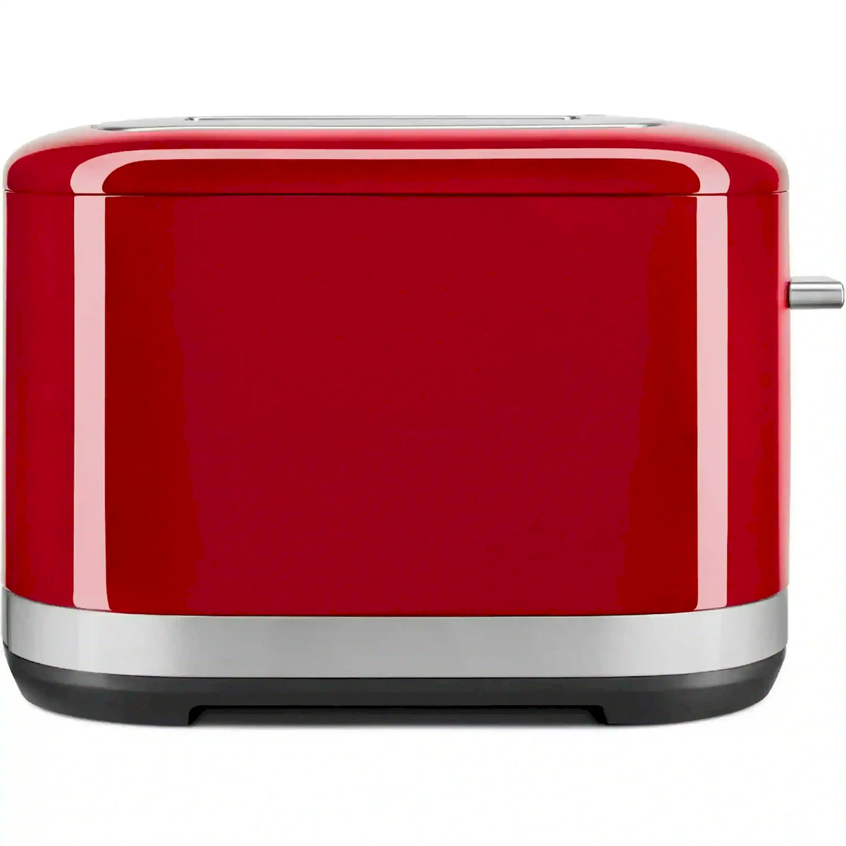 Empire Red 2-slice toaster front with chrome trim and control base