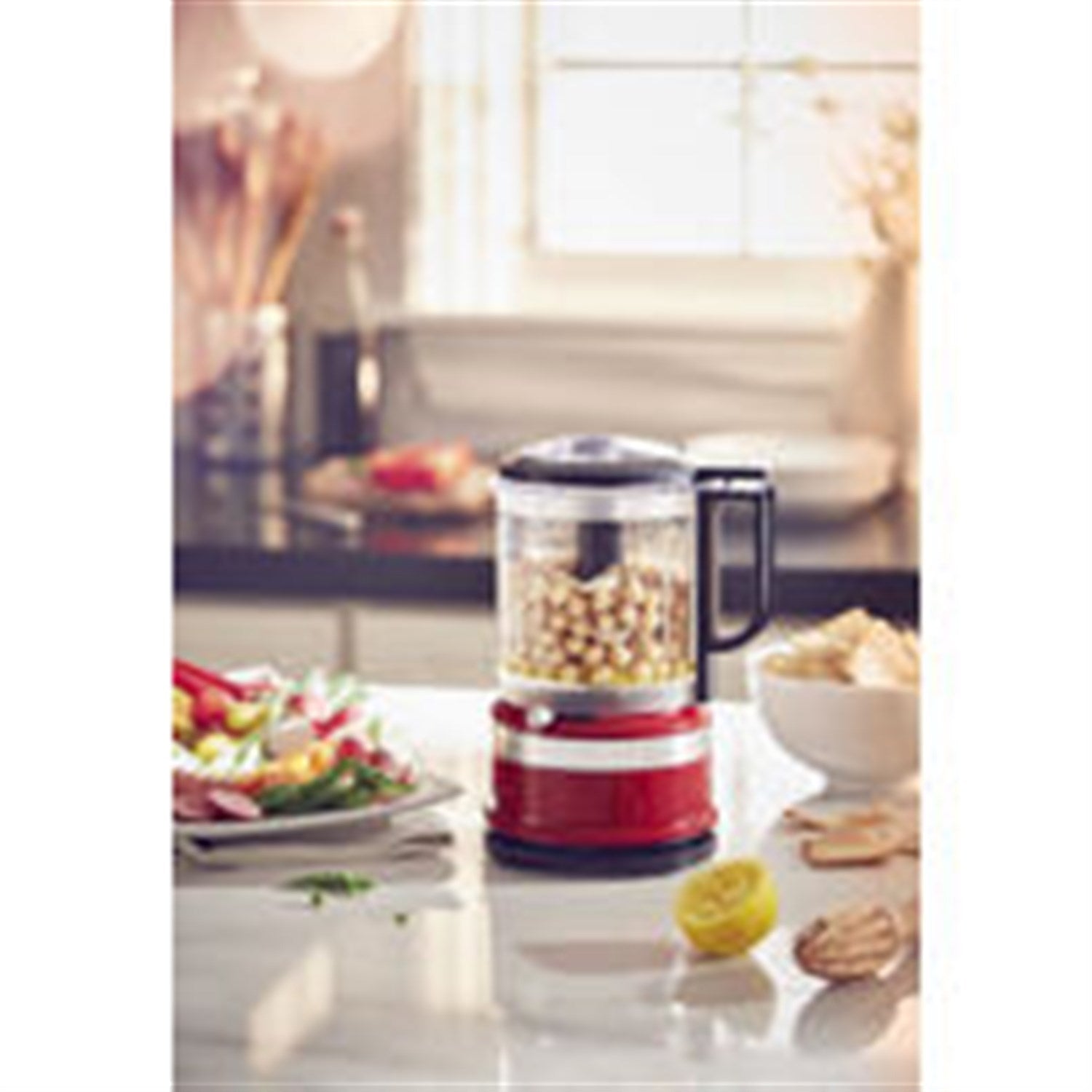 KitchenAid 5-cup food chopper in Empire Red with clear bowl and black blade