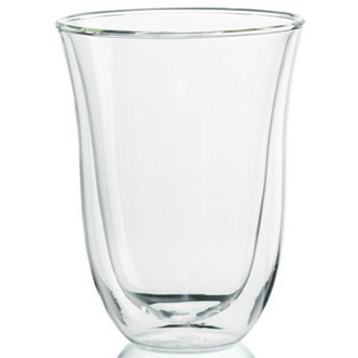 Clear double wall latte macchiato glass, tapered sides and rounded base