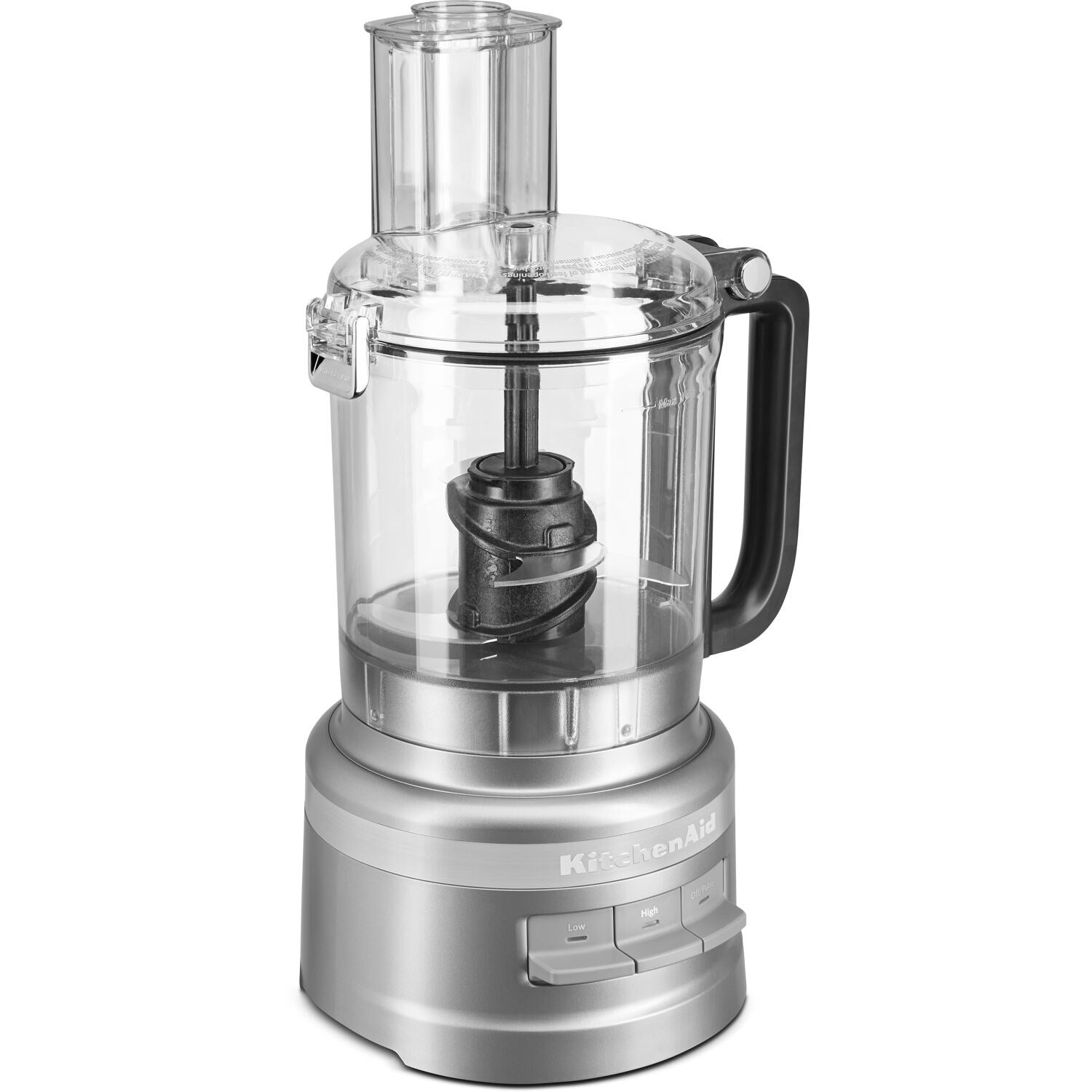 KitchenAid 7-cup food processor base with clear bowl and black blade