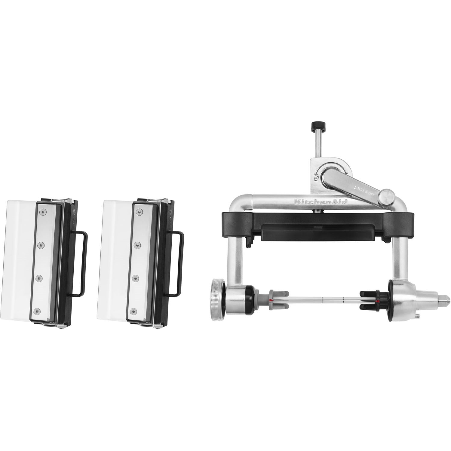 Vegetable sheet cutter attachment components: two cutters and roller assembly