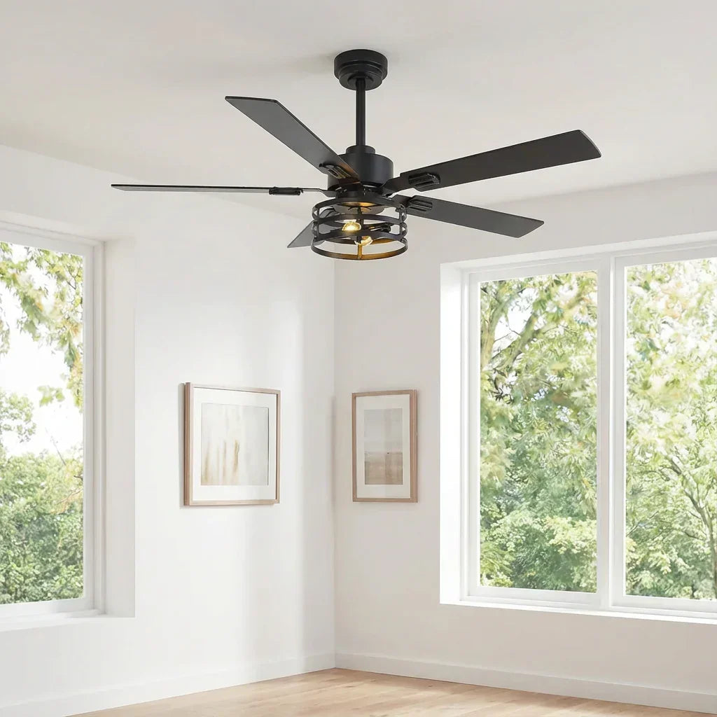Parrot Uncle Vaczon 52-Inch DC Motor Industrial Downrod Ceiling Fan with Light and Remote Control