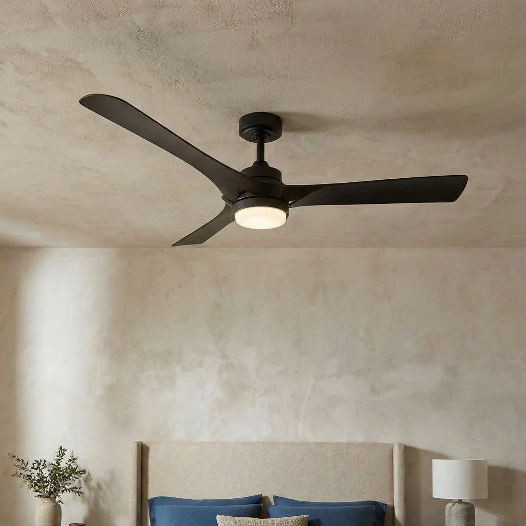 Parrot Uncle 52-Inch Ivy Industrial Downrod Mount LED Ceiling Fan with Remote Control (BBF6024BK)