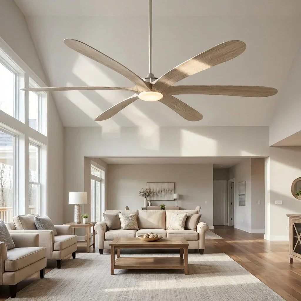 Parrot Uncle 72-Inch Jaydn Farmhouse DC Motor Downrod Mount Reversible Ceiling Fan with Lighting and Remote Control