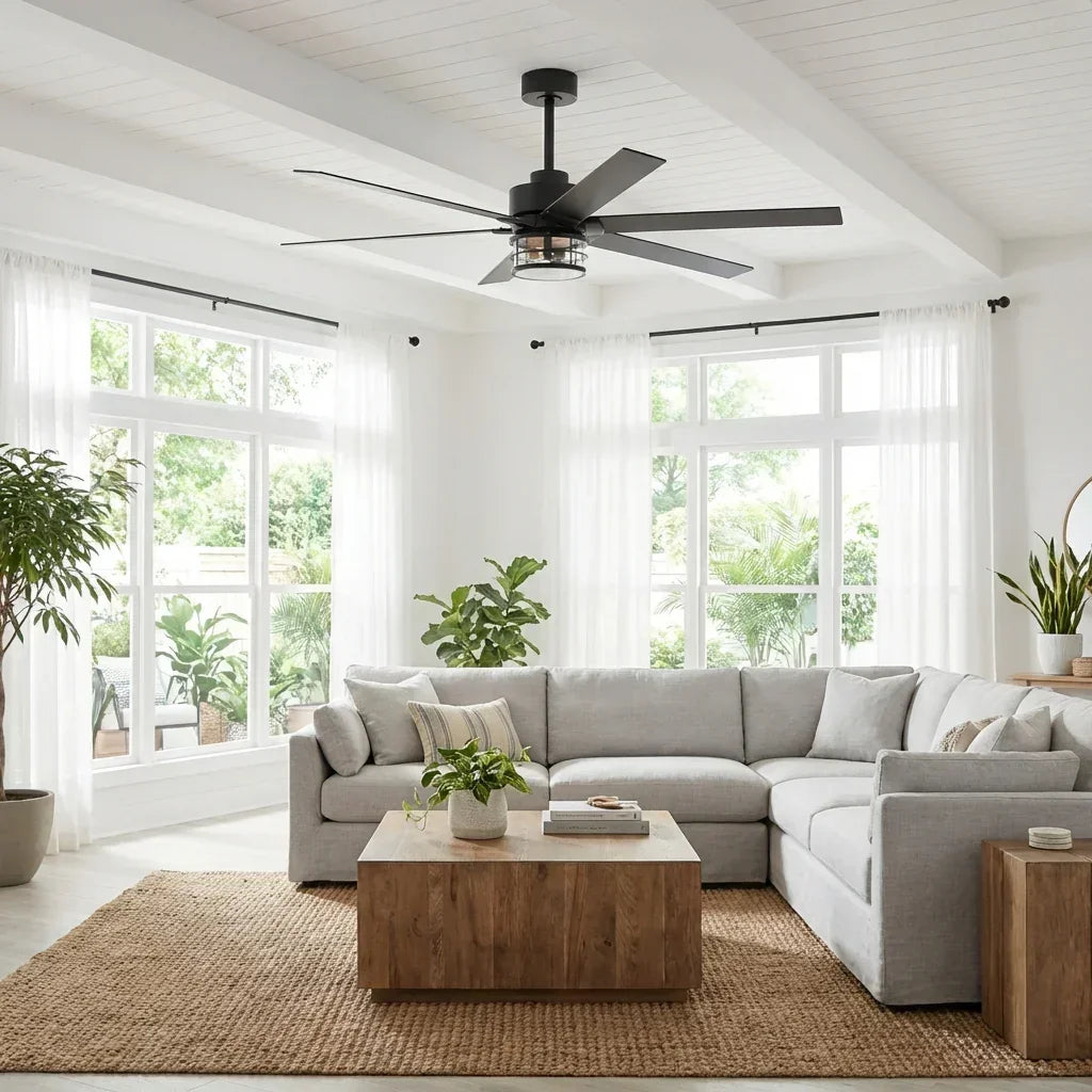Parrot Uncle 65-Inch Modern Reversible Ceiling Fan with Lighting and Remote Control (F8250110V)