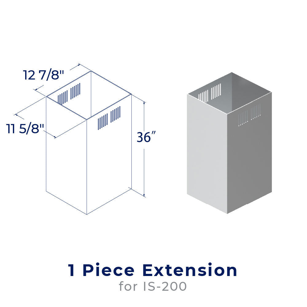 Metal chimney extension box with vent slots, 1-piece, for IS-200