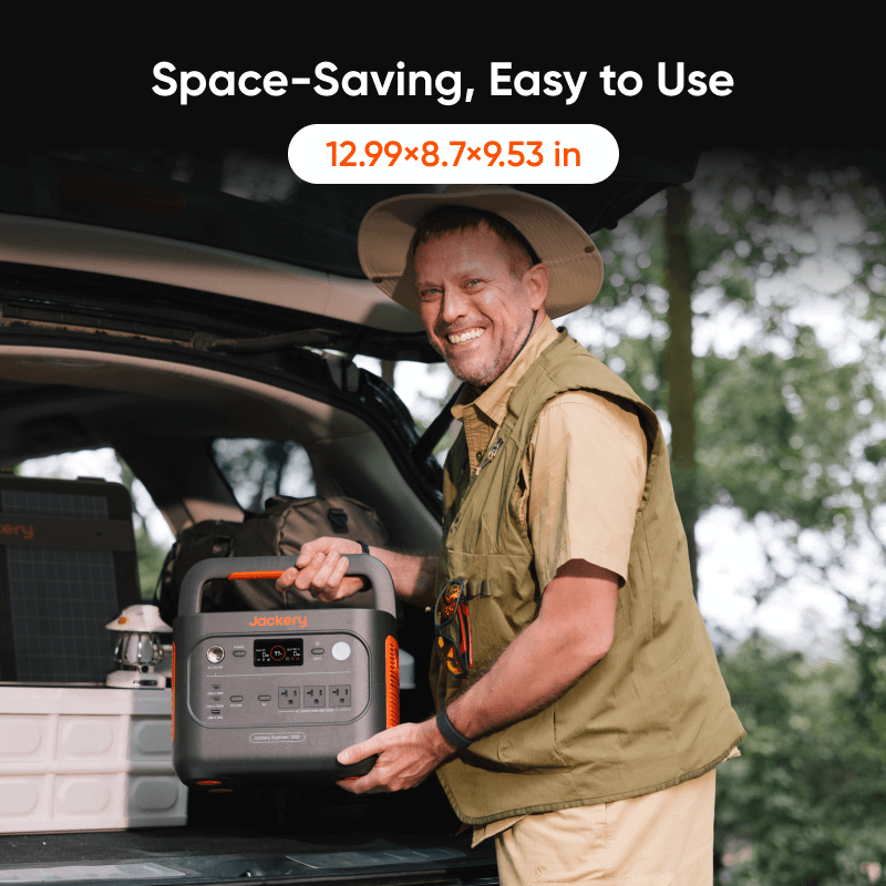 Jackery Explorer 1500 v2 Portable Power Station, 1536Wh LiFePO4 Battery, 2000W AC/4000W USB-C Output, 64 Minutes Fast Charging