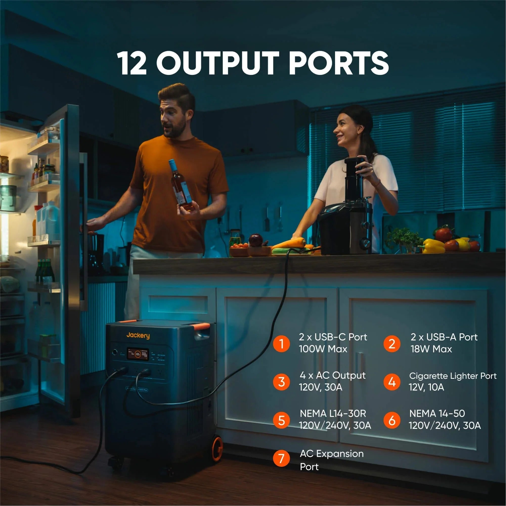Jackery Solar Generator 5000 Plus Portable Power Station with AC Cable, 5000Wh LiFePO4, 7200W 120V/240V AC Output, Expandable to 60kWh, Essential Home Backup for Power Outages