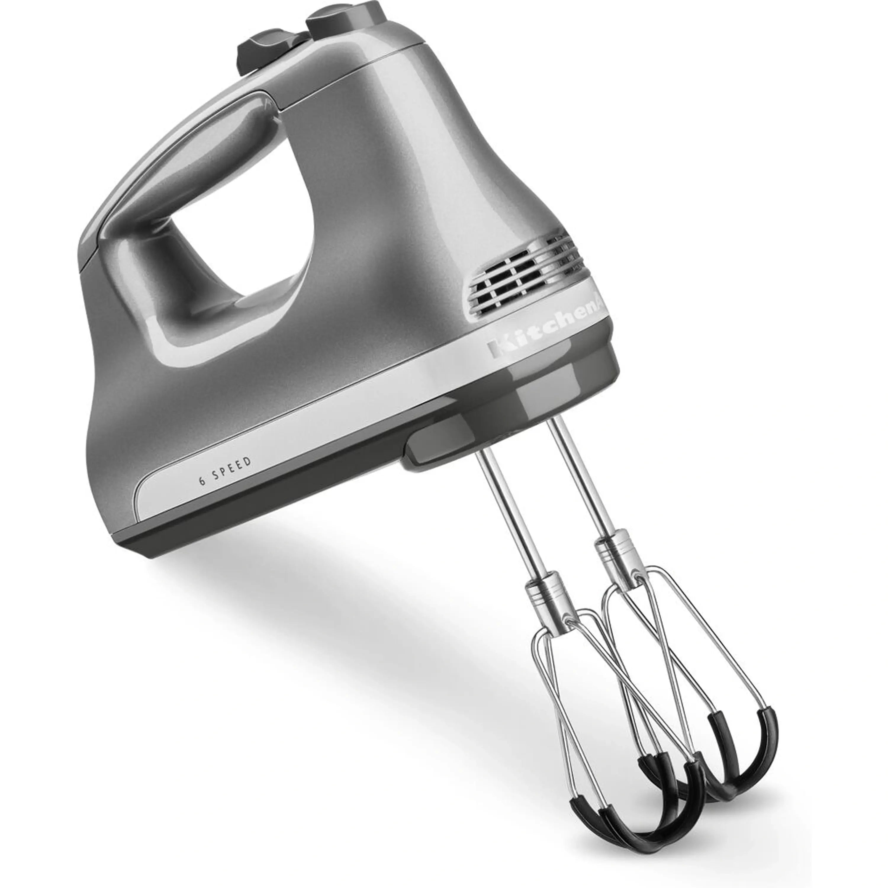 KitchenAid 6-speed hand mixer in Contour Silver with metal beaters