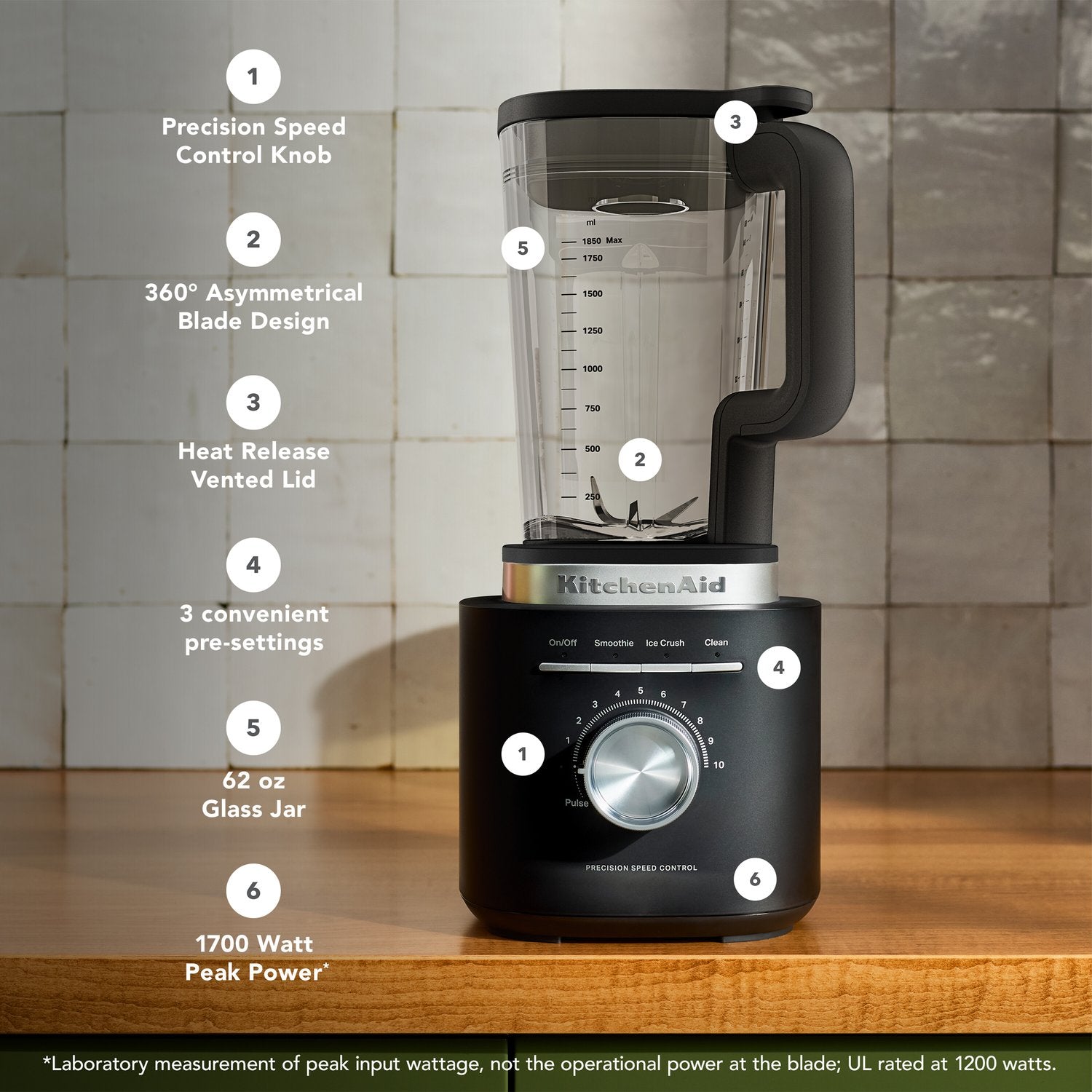 KitchenAid Pure Power Blender with 62 oz Glass Jar in Black Matte (KSB2070BM) - image 2