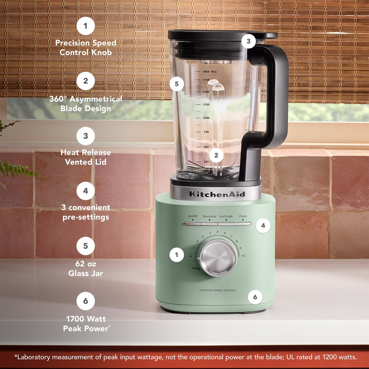 KitchenAid Pure Power Blender with 62 oz Glass Jar in Cardamom (KSB2070DC) - image 2