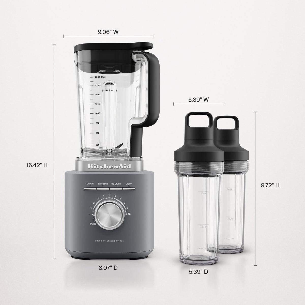KitchenAid Pure Power Blender with Personal Blending Jar in Matte Grey (KSB2079DG) - image 2