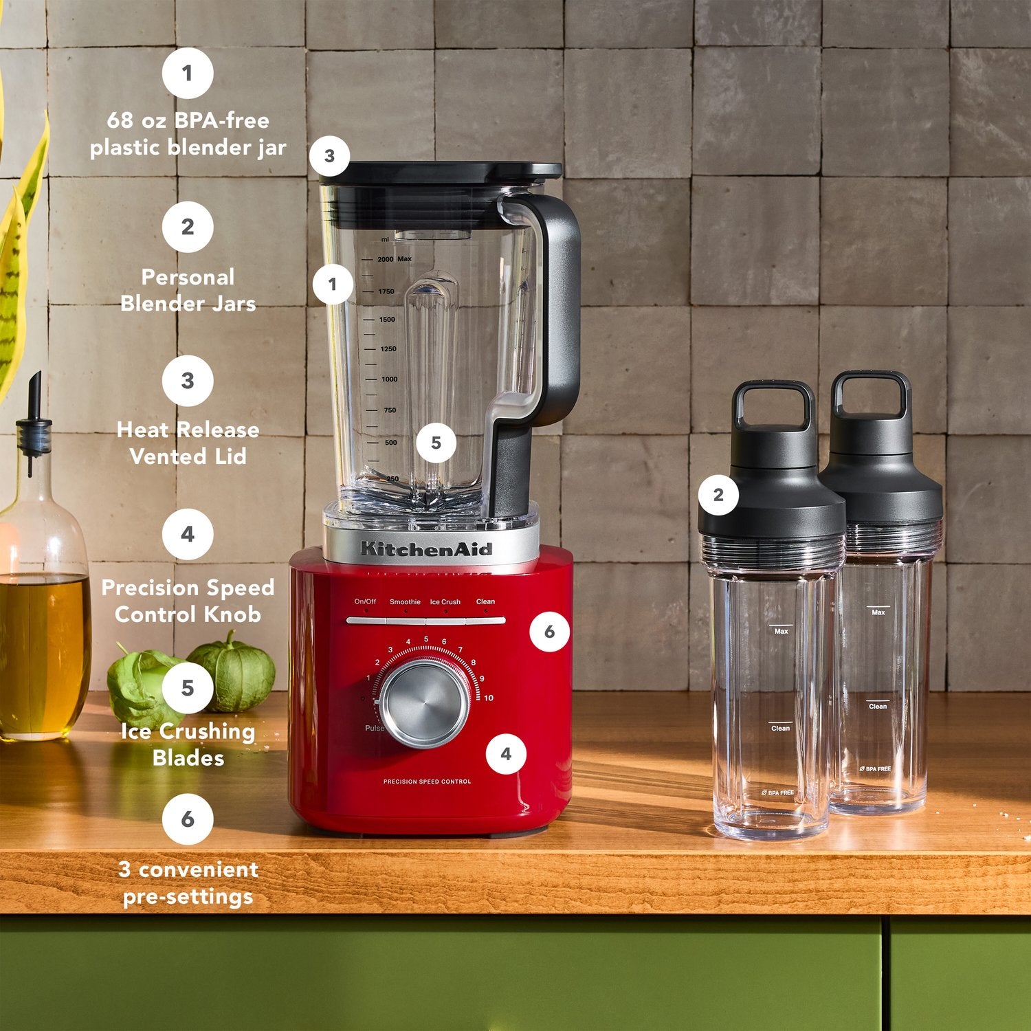 KitchenAid Pure Power Blender with Personal Blending Jar in Empire Red (KSB2079ER) - image 3