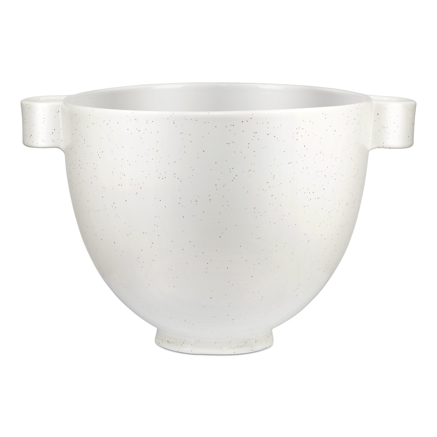 KitchenAid ceramic mixing bowl with speckled stone finish, white, two side handles