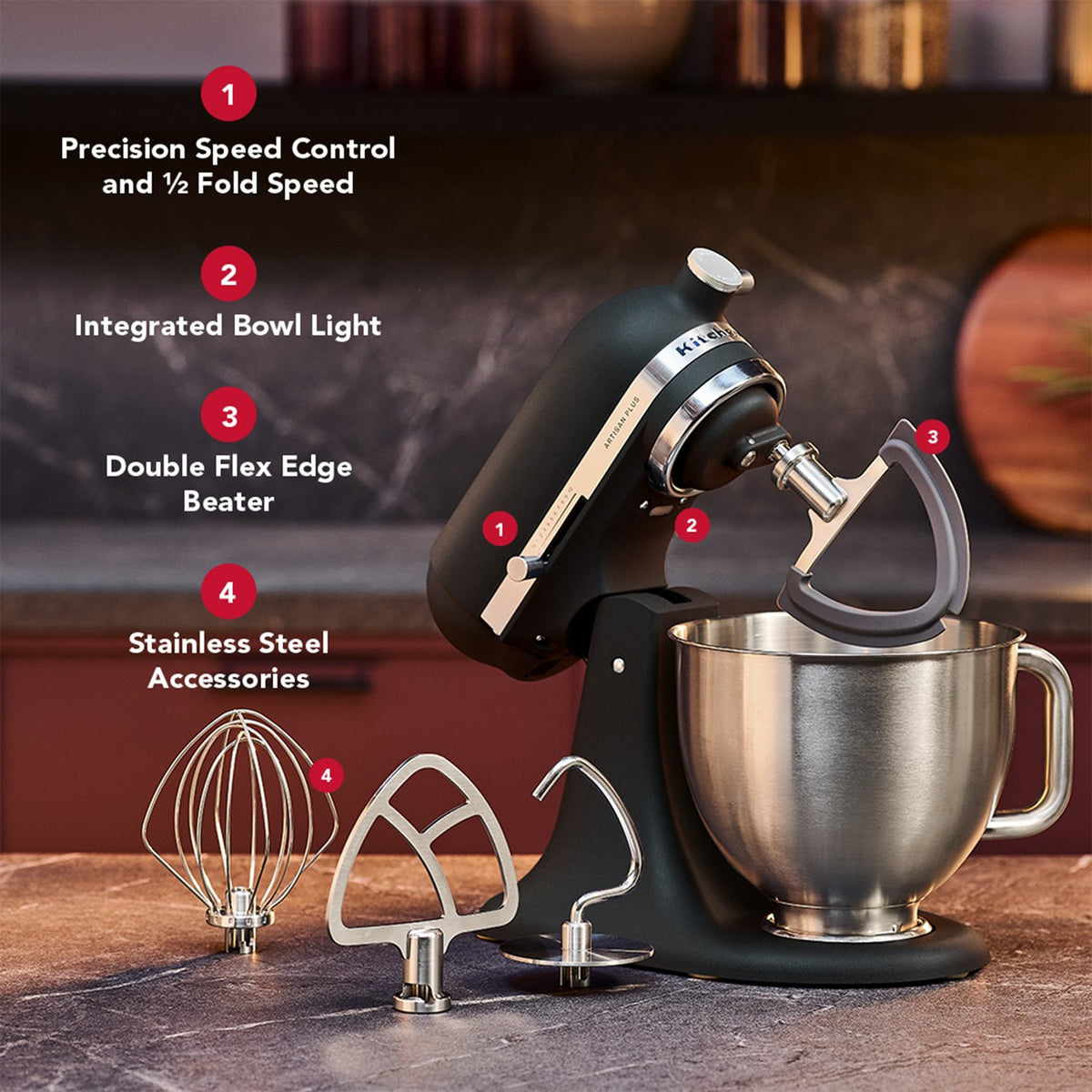 KitchenAid Artisan Plus Tilt-Head Stand Mixer in Cast Iron Black (KSM50PKVXBK) - image 2