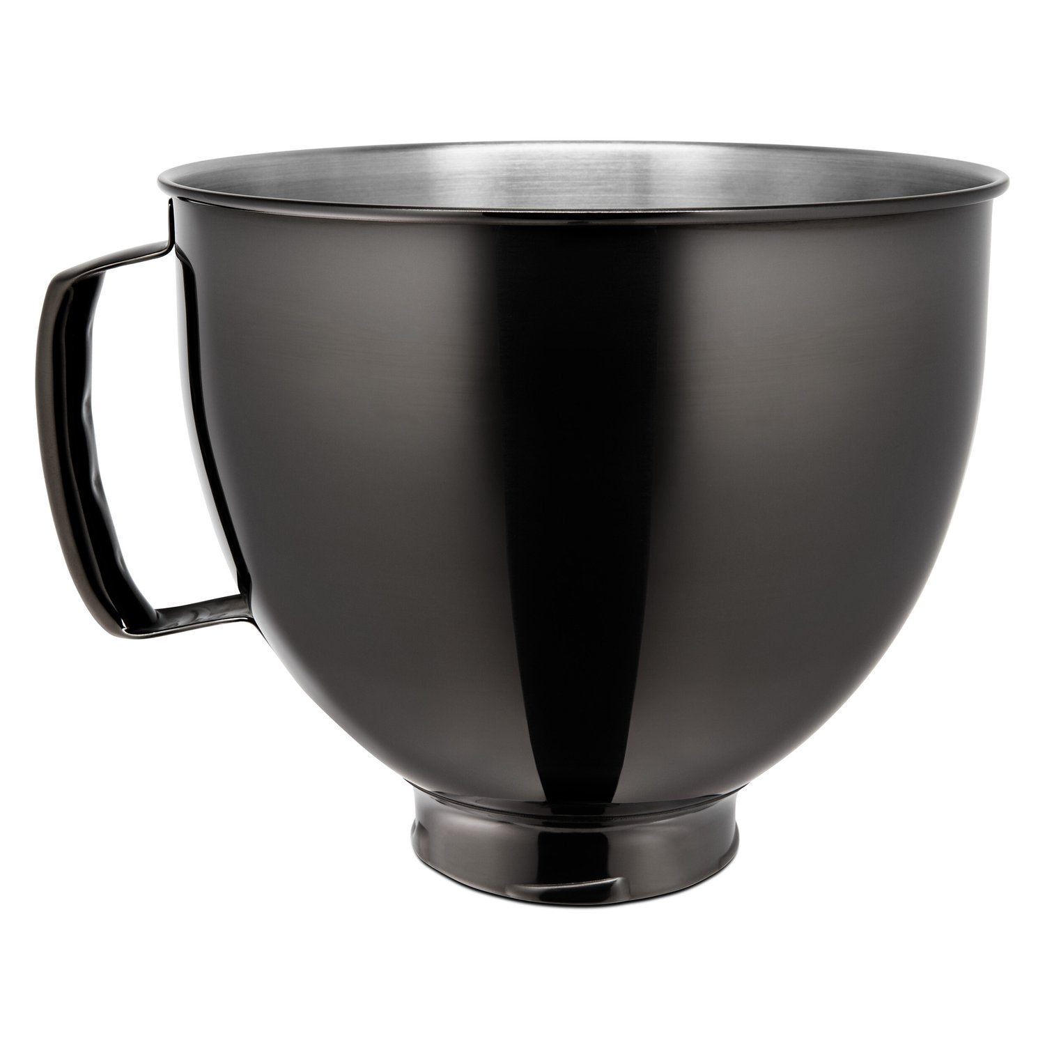 Stainless steel mixing bowl with pouring handle and smooth metallic interior