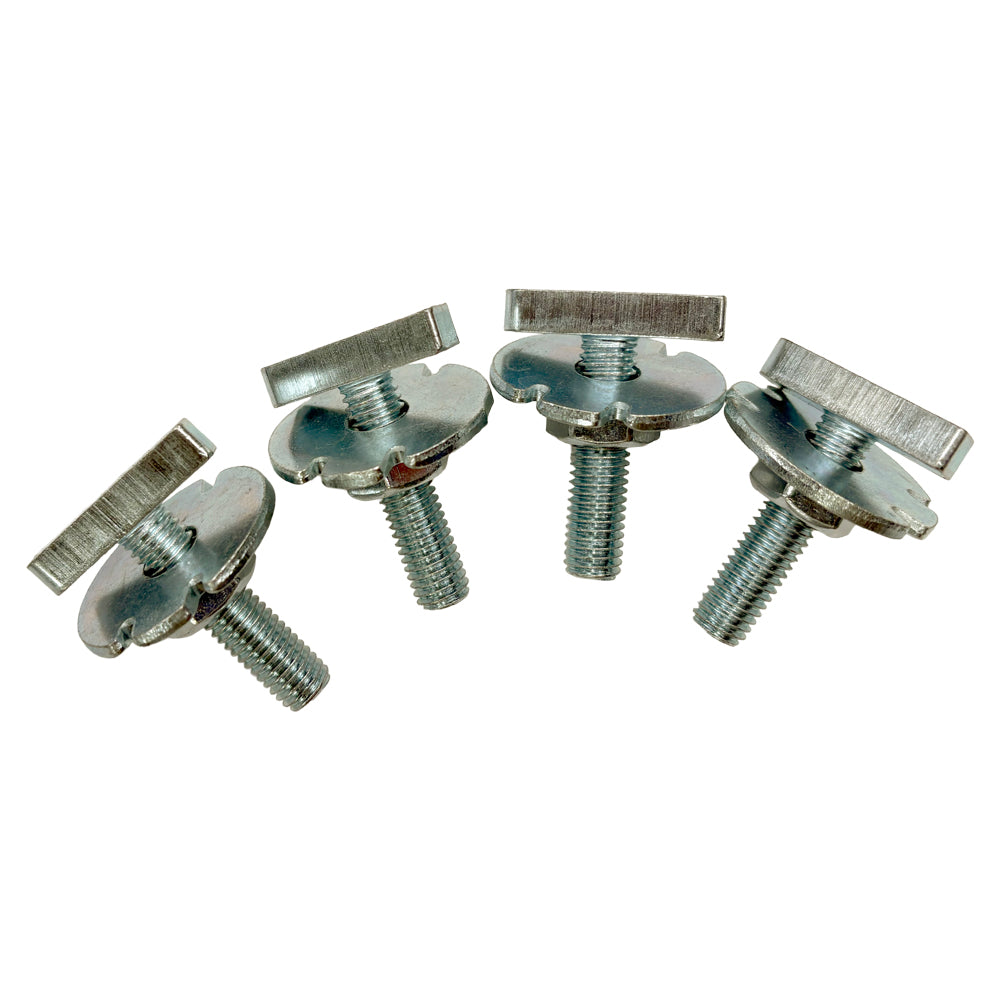 Metal mounting brackets with screws for condenser riser, flat base and wing plates