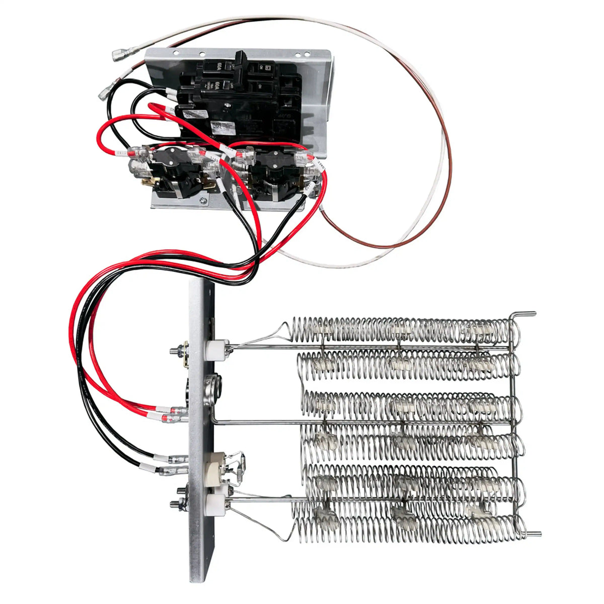 Air handler heat kit with metal heating coils and wired control board
