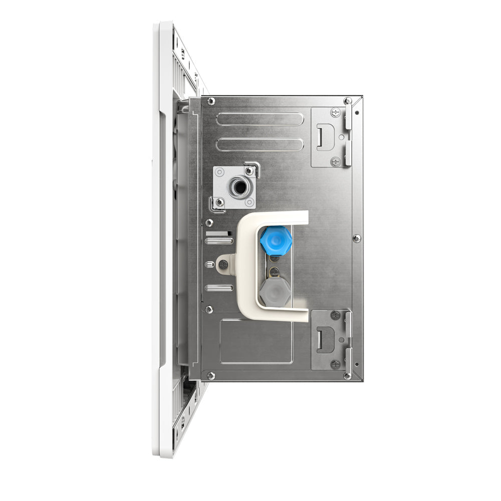 Ceiling cassette indoor unit port panel with blue connector inside metal frame