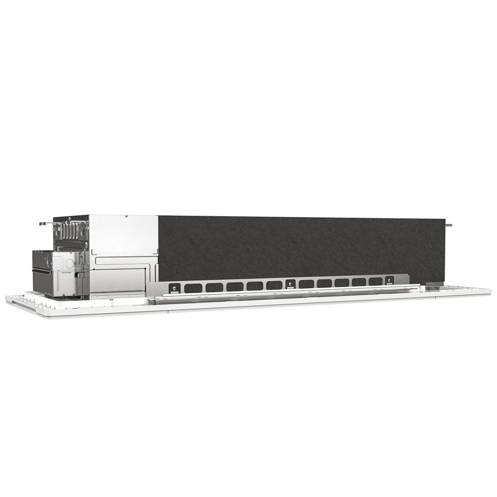 Ceiling cassette mini split indoor unit chassis with open end access panel