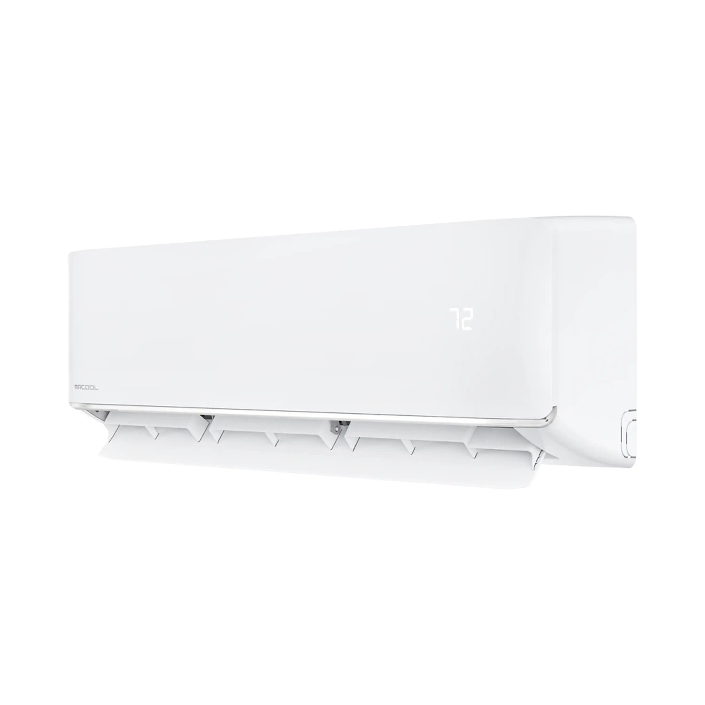 White mini split indoor air handler close side view with louvered air outlet