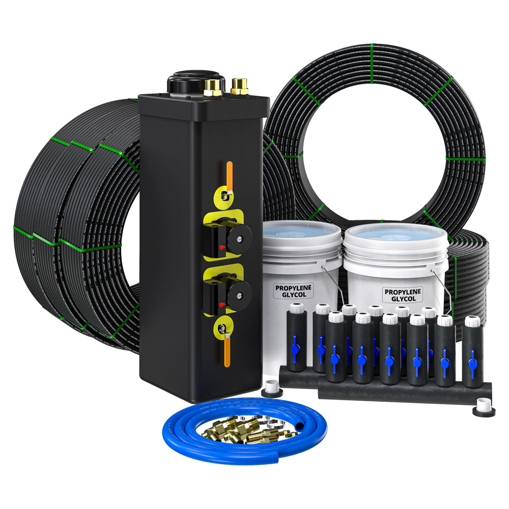MRCOOL closed loop installation kit with straight manifold, coiled tubing, fittings