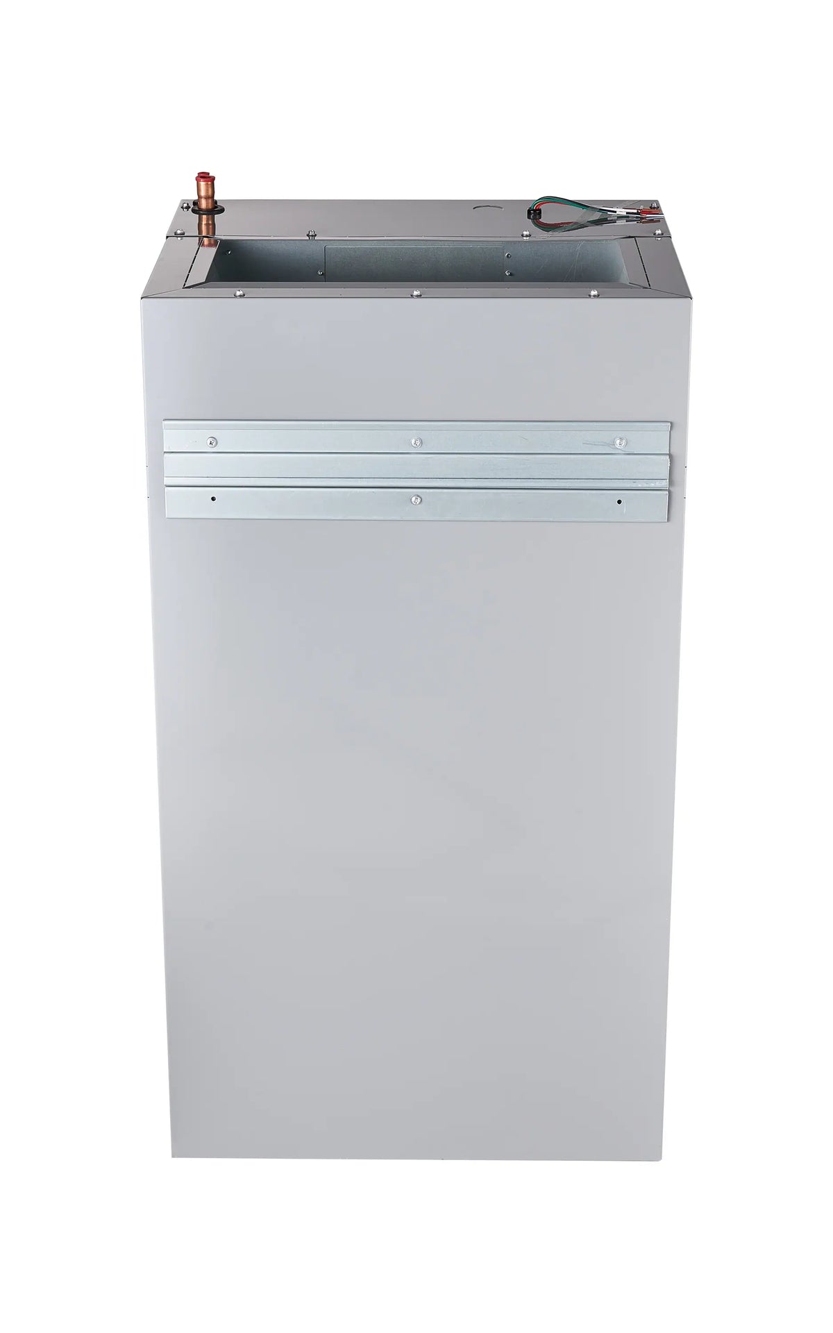 MRCOOL air handler cabinet with open top coil area and tubing connections