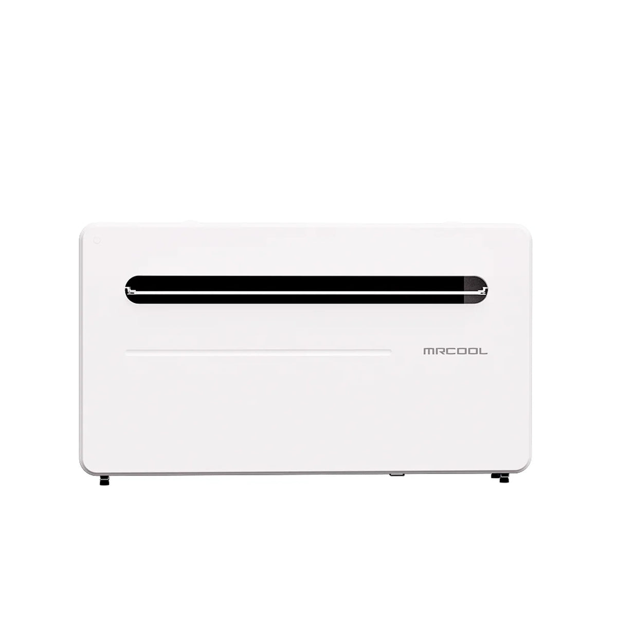 MRCOOL white monoblock air conditioner, front panel with horizontal vent strip