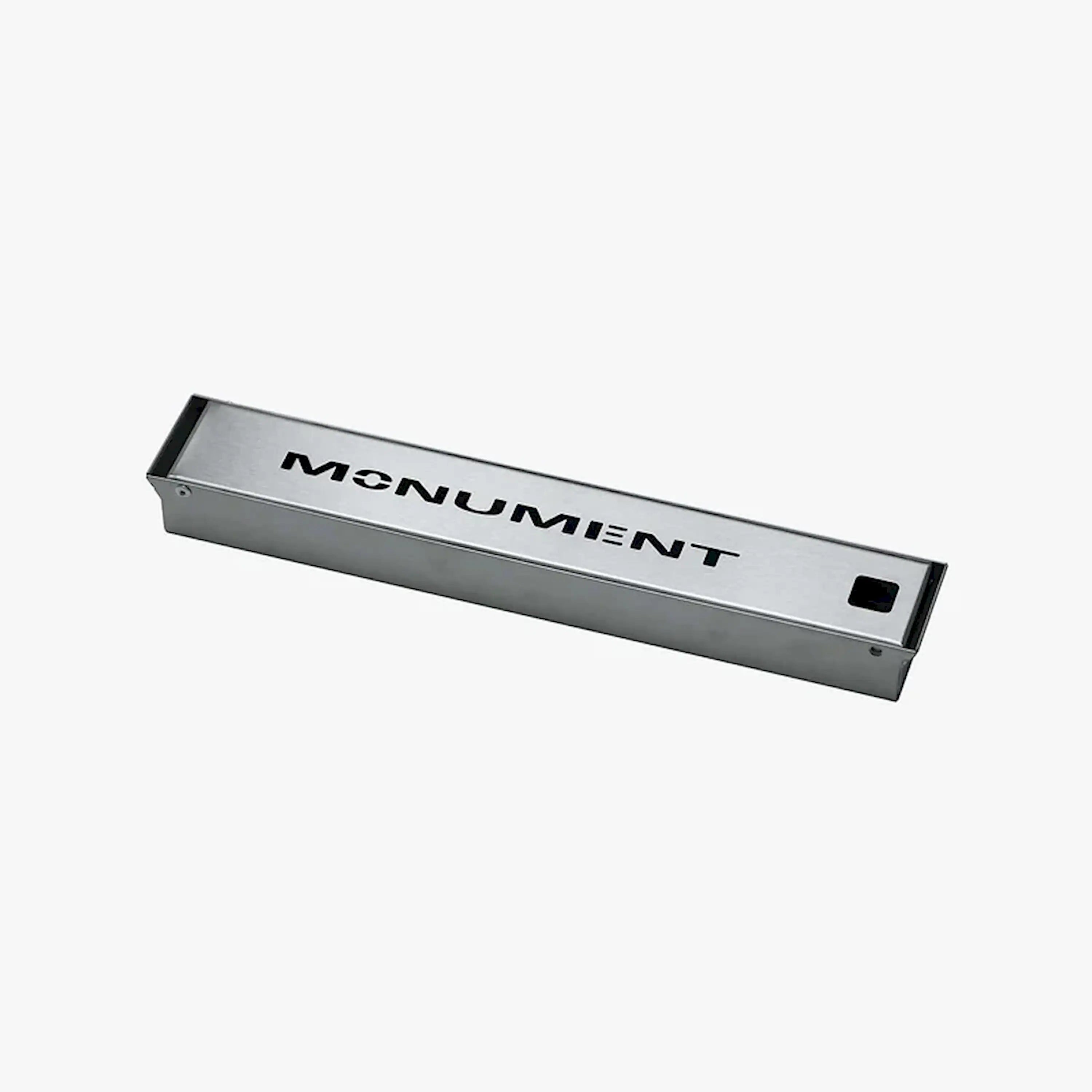 Monument stainless steel smoker box with vented side and handle cutout